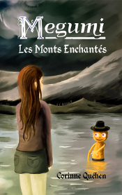 Couverture de Megumi les monts enchantés représentant Megumi et Tiny dans la rivière, au clair de lune.