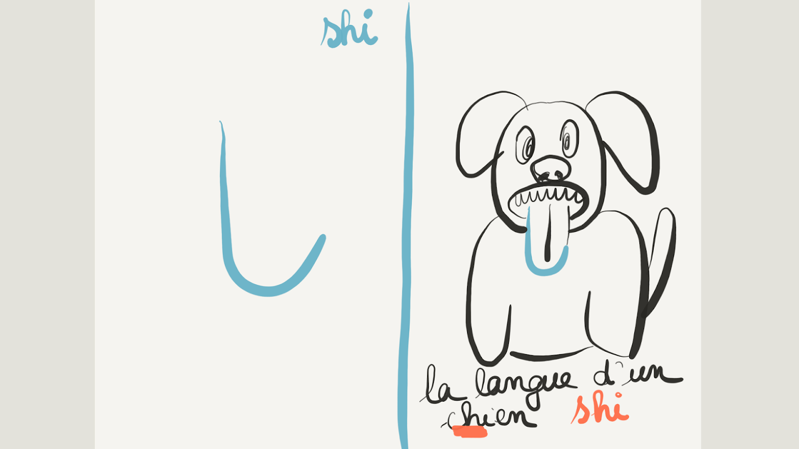 Dessin d’un chien qui tire la langue.