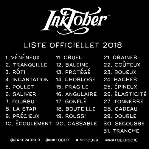 liste des thèmes de l’inktober