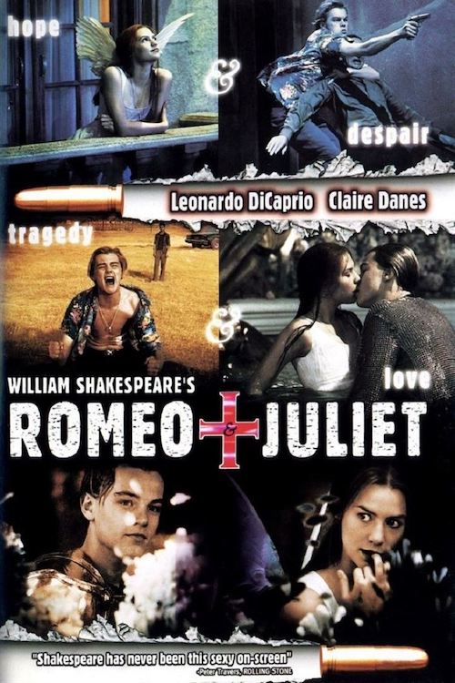 Affiche du film Romeo+Juliet avec Leonardo DiCaprio et Claire Danes.