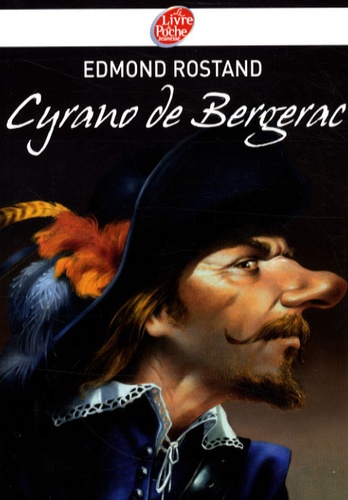 Couverture d’une édition de la pièce représentant Cyrano avec son gros nez.