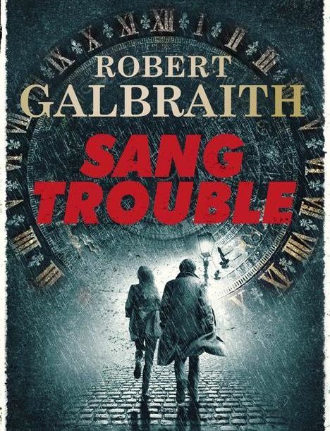 couverture du livre sang trouble représentant les détectives devant une horloge géante.