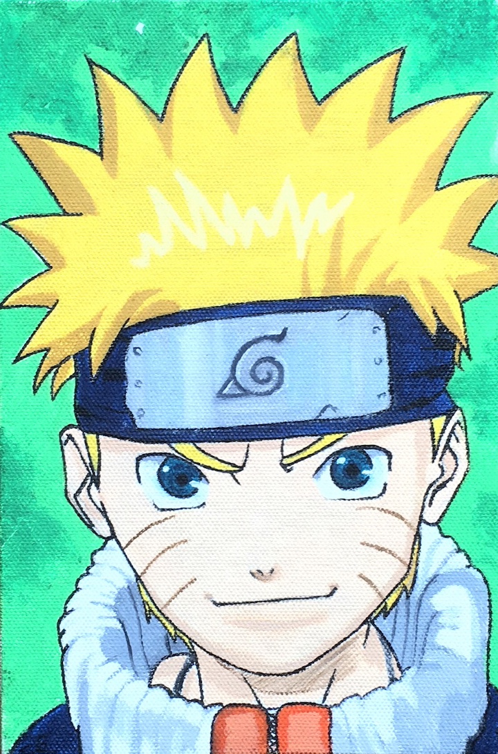 Toile représentant le portrait de Naruto.