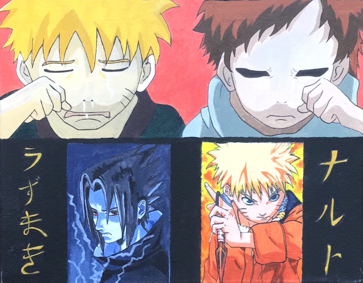 Toile représentant des personnages de la série animée Naruto