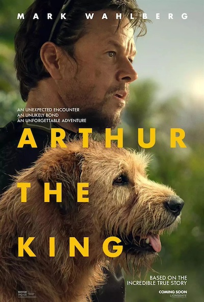 Affiche du film représentant le héros de l’histoire, avec le chien, en gros plan.