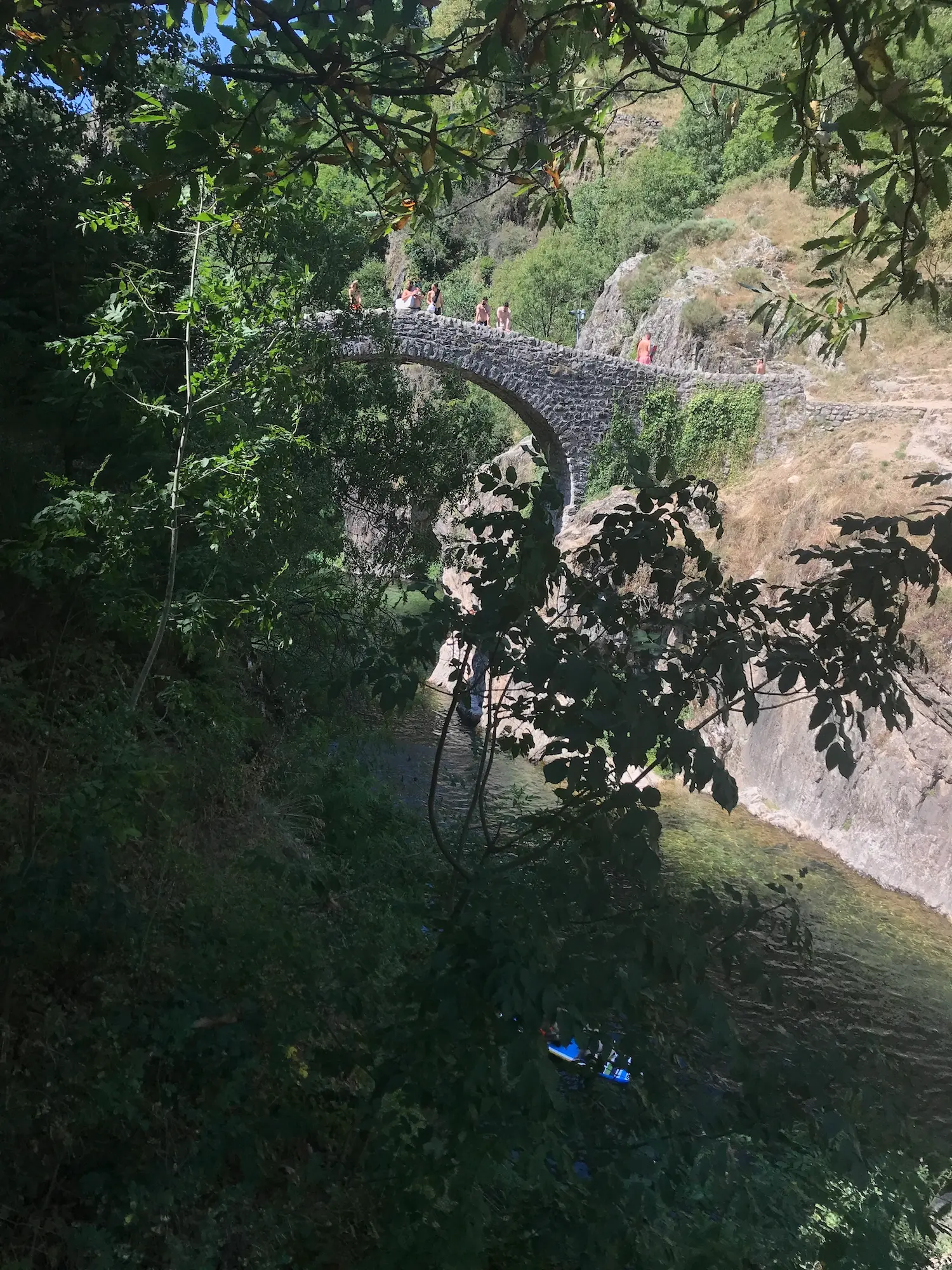 Le pont du diable derrière un arbre.