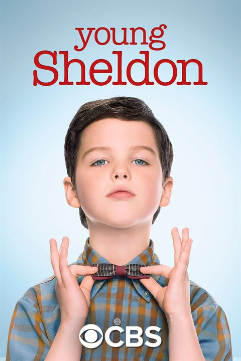 Affiche de la série représentant le jeune Sheldon qui resserre son noeud papillon.