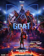 Affiche du film représentant un petit bouc avec un ballon edbout devant un groupe d'énormes animaux.