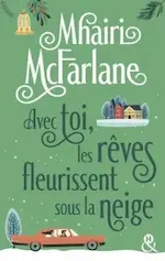 Couverture du roman représentant le dessin d'une voiture en route vers un village enneigé.