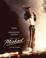 Affiche du film Michael représentant le Roi de la pop sur scène.